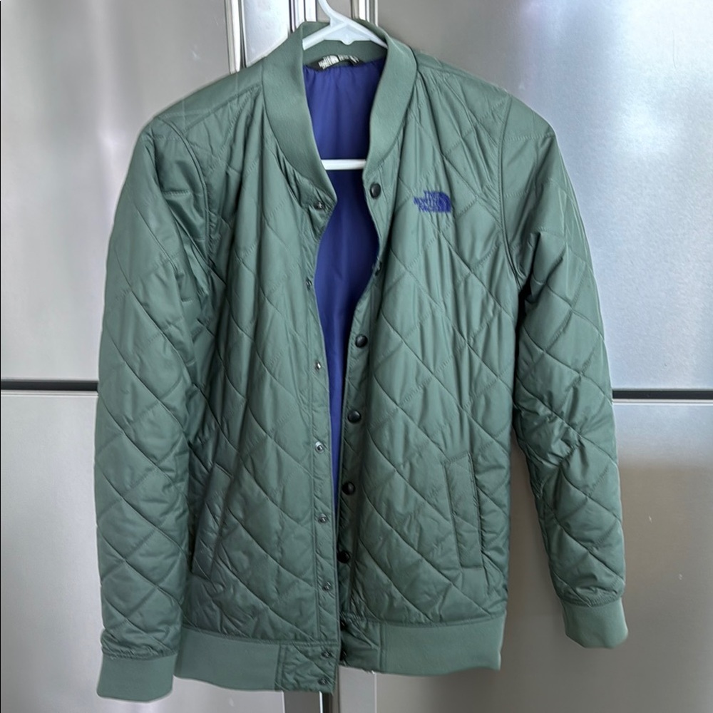 The North Face Green and Purple Puffer Jacket